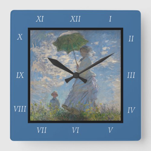 Claude Monets Woman with a Parasol The Stroll Square Wall Clock