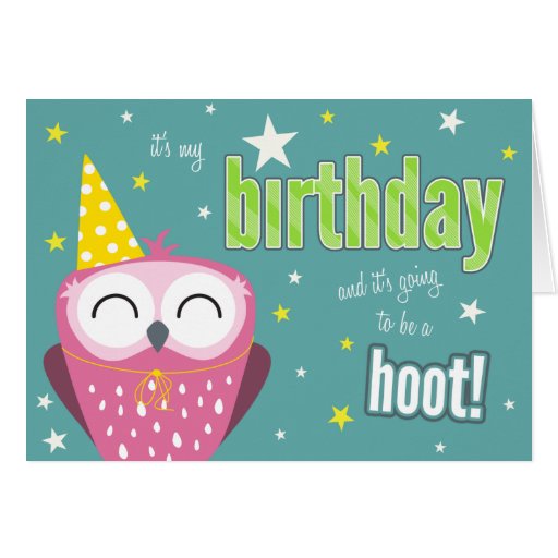 Claudette the Party Owl | Birthday Invite Card | Zazzle
