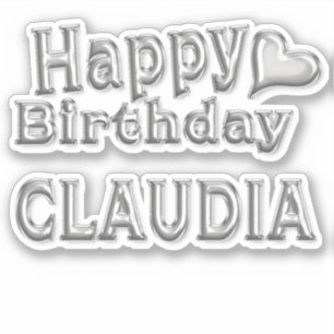 Claudia Happy Birthday silver Sticker
