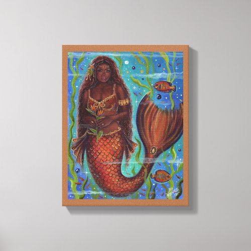 Claudina tropical mermaid art by Renee Lavoie Canvas Print