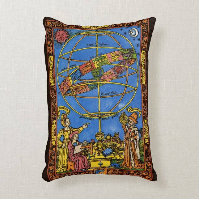 Claudius Ptolemy Astronomer, Vintage Celestial  Accent Pillow (Front(Vertical))