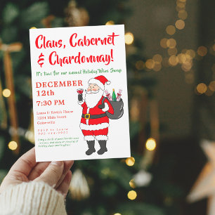 Claus, Cabernet & Chardonnay Holiday Wine Exchange Card