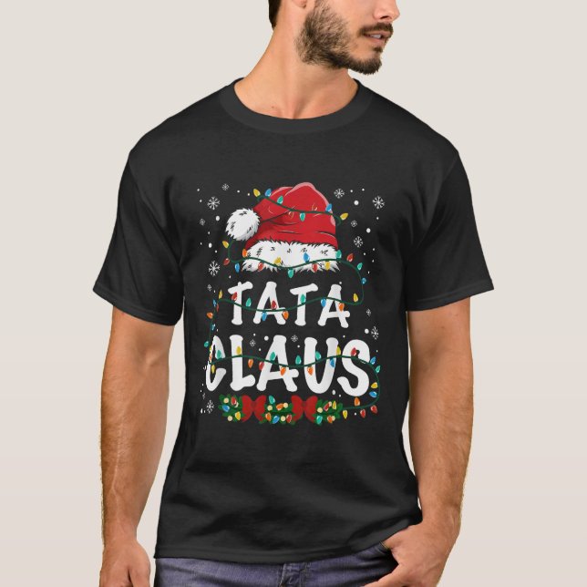 Claus Funny Christmas Lights Pajama Family Matchin T-Shirt (Front)