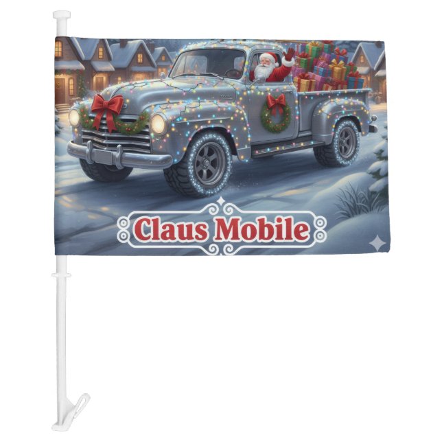 Claus Mobile -Santa's backup Transportation Car Fl Car Flag (Front)