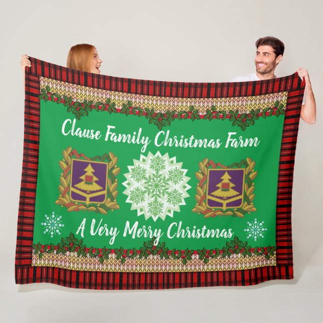 Clause Family Christmas Farm Personalized Fleece Blanket (In Situ)