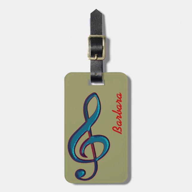 clave music note name luggage tag (Front Vertical)
