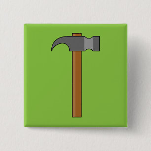 Claw Hammer Cartoon Button