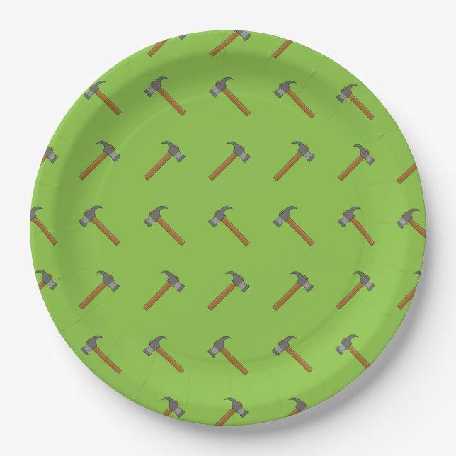Claw Hammer Cartoon Paper Plates (Front)