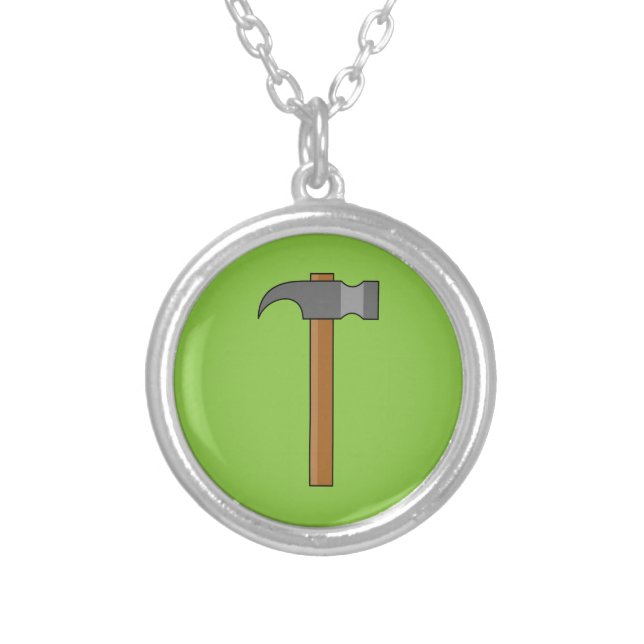 Claw Hammer Cartoon Silver Plated Necklace (Front)