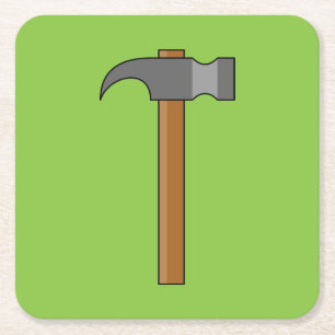 Claw Hammer Cartoon Square Paper Coaster