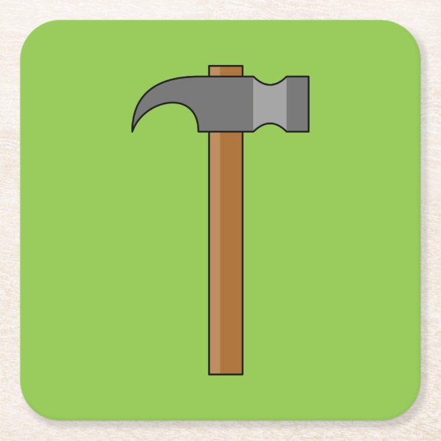Claw Hammer Cartoon Square Paper Coaster (Front)
