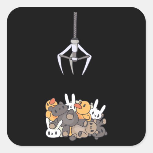 Claw Machine Kawaii Square Sticker