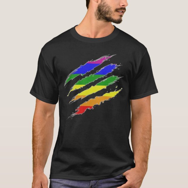 Claw Marks Rainbow flag T-Shirt (Front)