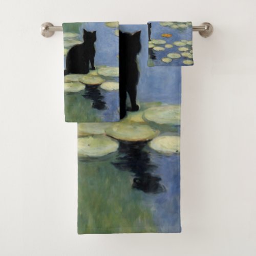 Claw Monet Water Lilies Cat Pond Bath Towel Set