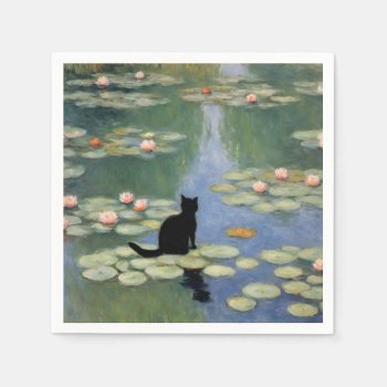 Claw Monet Water Lilies Cat Pond  Napkins by YellowSnail at Zazzle