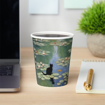 Claw Monet Water Lilies Cat Pond  Paper Cups by YellowSnail at Zazzle
