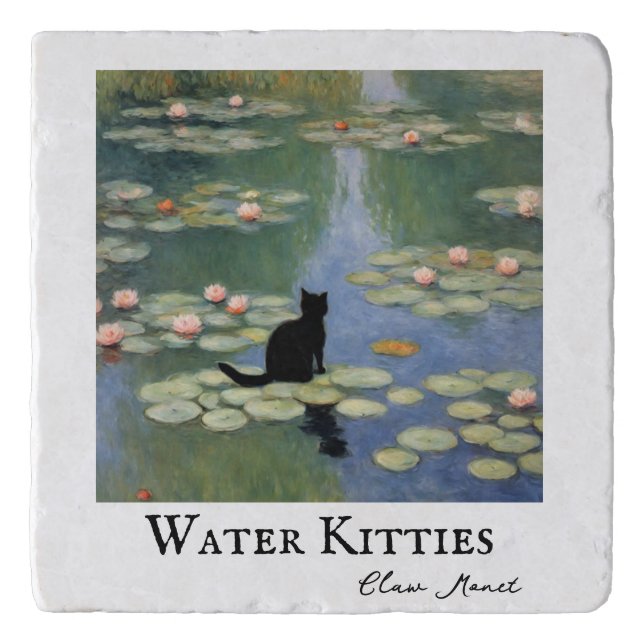 Claw Monet Water Lilies Cat Pond  Trivet (Front)