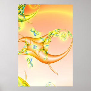 Claw Orange and Yellow Fractal Art Poster