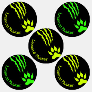Claw predator - green ・ round water - resistant kids' labels
