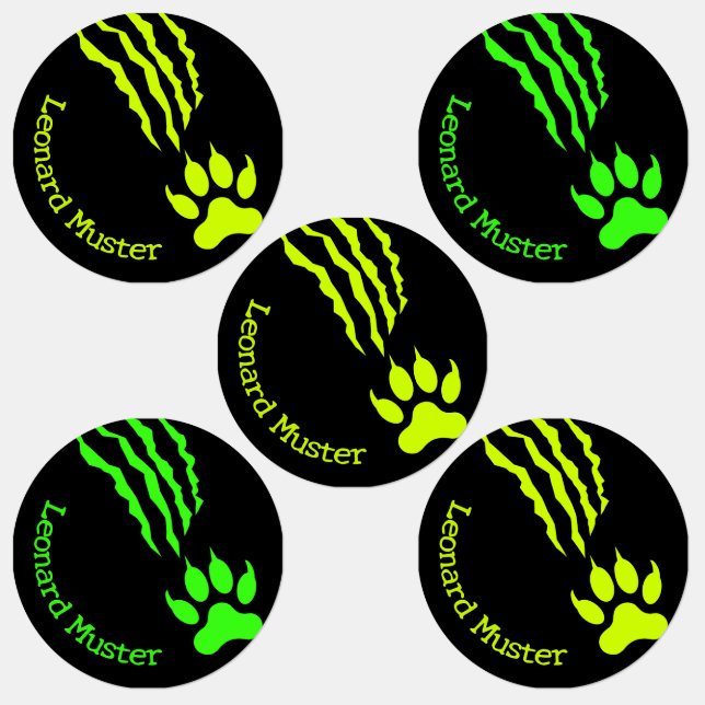 Claw predator - green ・ round water - resistant kids' labels (Group)