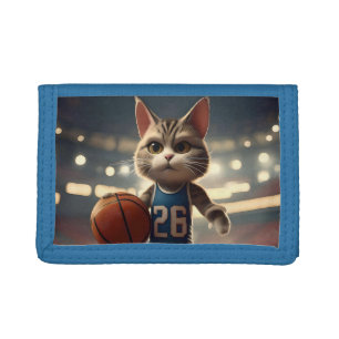 Claw-some Hoops: The Fearless Cat Basketballer Trifold Wallet