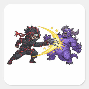 Claw Strike Ninja vs Monster Chibi Anime RPG Game Square Sticker