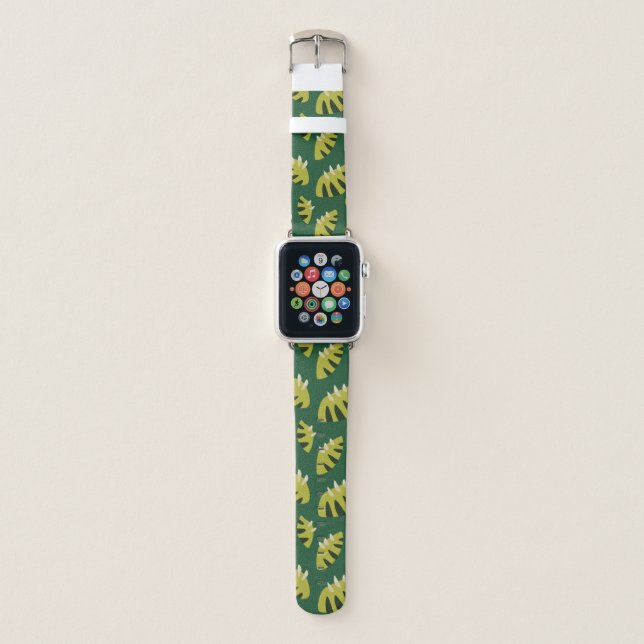 Clawed Abstract Green Leaf Pattern Apple Watch Band (Front)