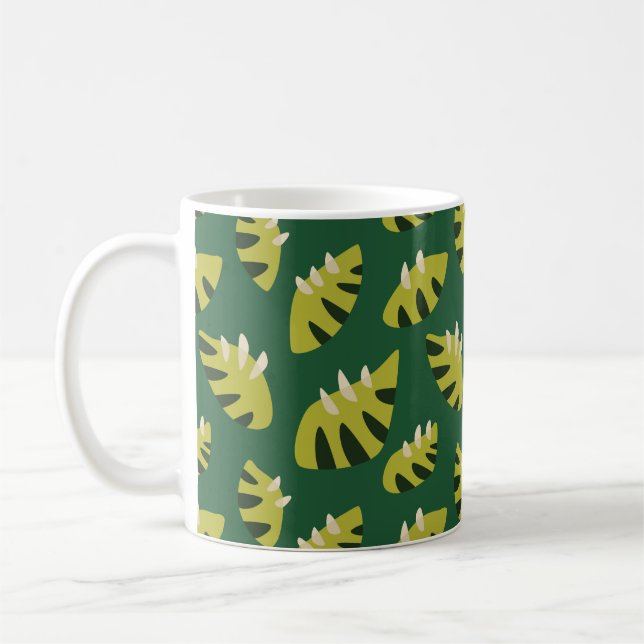 Clawed Abstract Green Leaf Pattern Coffee Mug (Left)