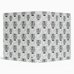 Clawed Black and White Tiger Face With Stripes 3 Ring Binder