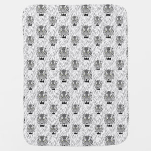 Clawed Black and White Tiger Face With Stripes Baby Blanket