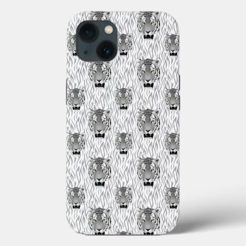 Clawed Black and White Tiger Face With Stripes iPhone 13 Case