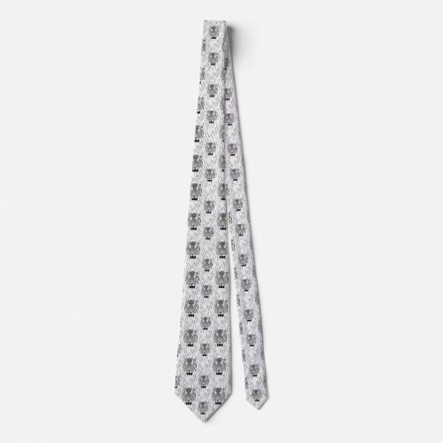 Clawed Black and White Tiger Face With Stripes Neck Tie