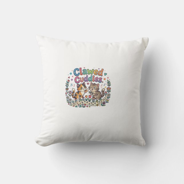 Clawed Cuddles Throw Pillow (Front)