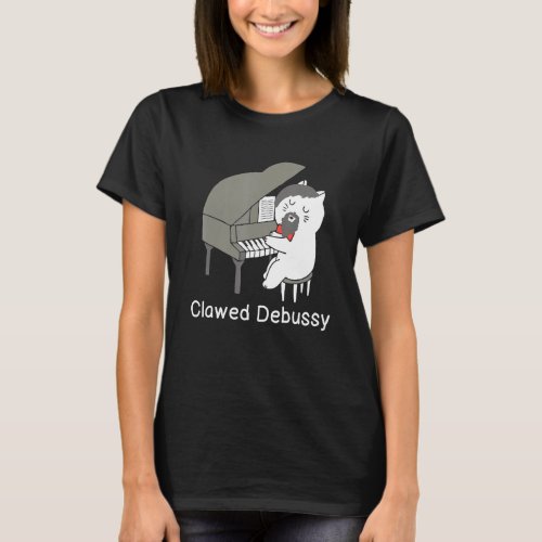 Clawed Debussy Cat Piano  Classical Music Composer T_Shirt