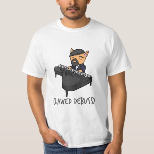 Clawed Debussy Piano Player Cat Pun Fun Gift T_Shirt