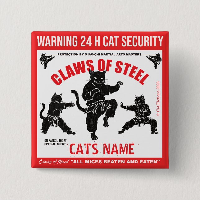 Claws of Steel Personalised Cat Security Bin  Button (Front)