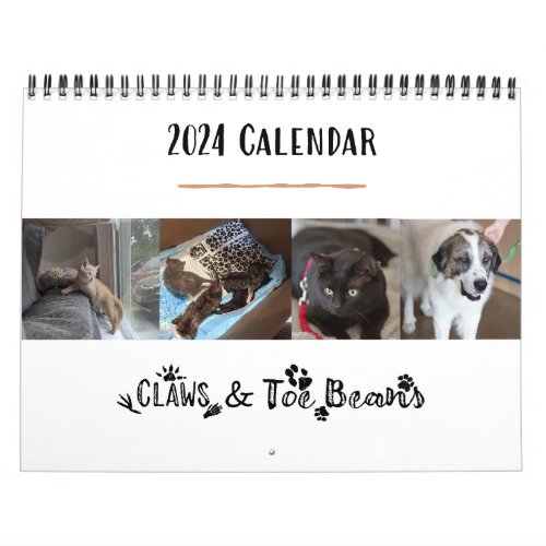 Claws  Toe Beans 12_Month Wall Calendar 2024