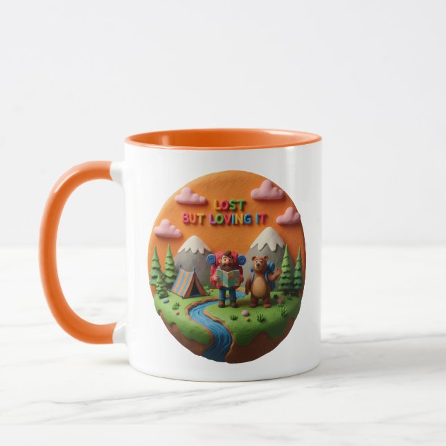 Clay Art “Lost but Loving It” Camping Scene Mug (Left)
