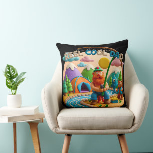 Clay Art “Reel Cool Dad” Fishing Scene Design Throw Pillow