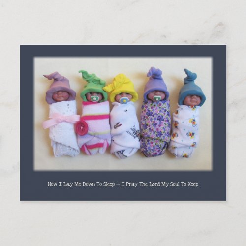 Clay Babies With Childrens Bedtime Prayer Postcard