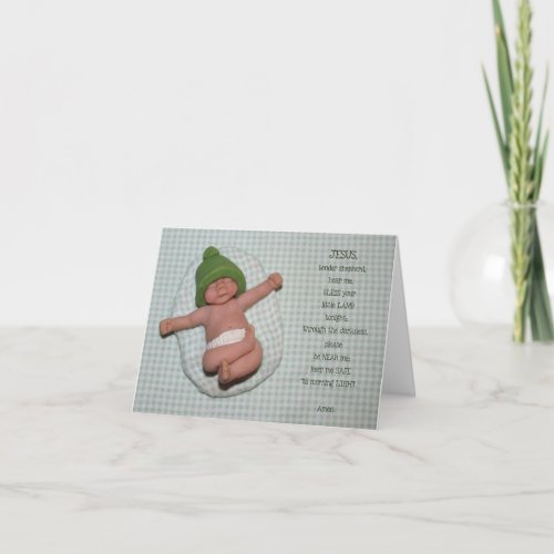Clay Baby Childrens Bedtime Prayer Gingham Thank You Card