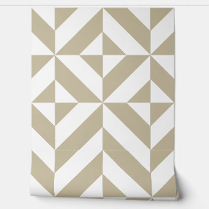 Clay Beige Geometric Deco Cube Wallpaper