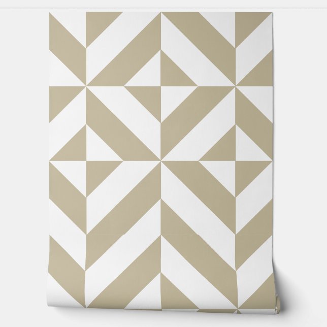 Clay Beige Geometric Deco Cube Wallpaper (Unrolling)