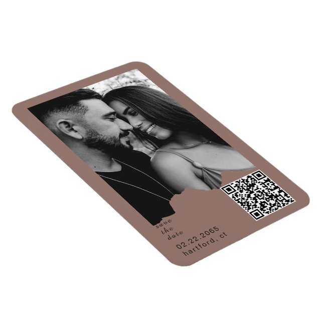 Clay Blush Couple Photo QR Code Wedding  Magnet (Right Side)