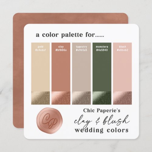Clay  Blush Pink 2022 Wedding Color Palette Card