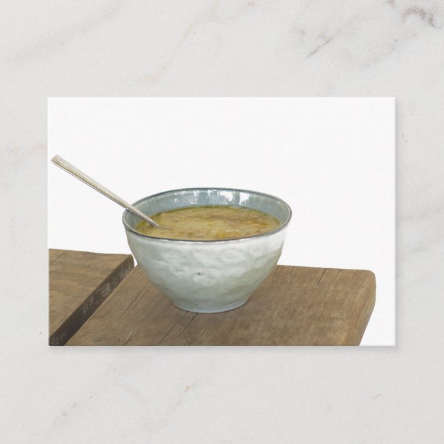 Clay Bowl Spoon Oats Porridge Table Enclosure Card (Front)