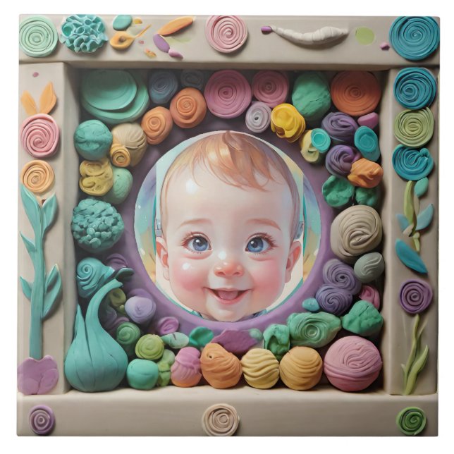 Clay frame ceramic tile (Front)