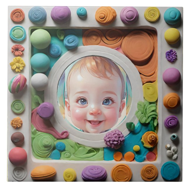 Clay frame ceramic tile (Front)