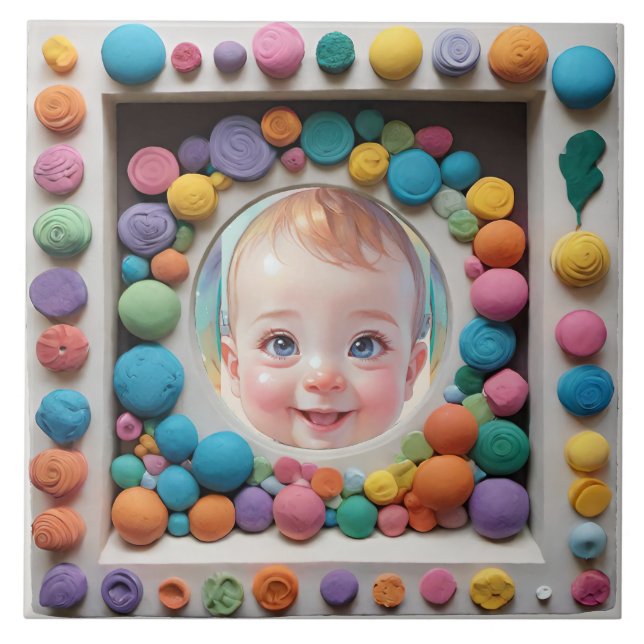 Clay frame ceramic tile (Front)