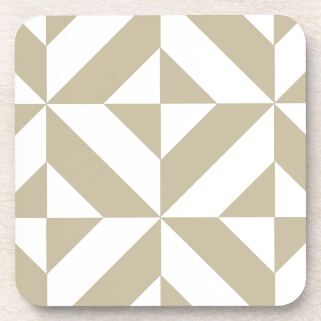 Clay Geometric Deco Cube Pattern Beverage Coaster (Front)
